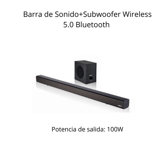 Barra de Sonido+Subwoofer Wireless 5.0 100W. Home Cinema - Castellita